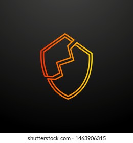 Broken shield line nolan icon. Elements of virus antivirus set. Simple icon for websites, web design, mobile app, info graphics