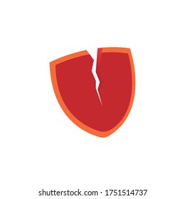 Broken Shield Red Icon Vector