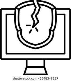 Broken shield vector icon. Can be used for printing, mobile and web applications.