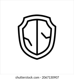 Diseño de símbolo de icono de vector de escudo roto