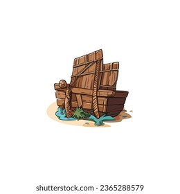 Broken ship flat vector design