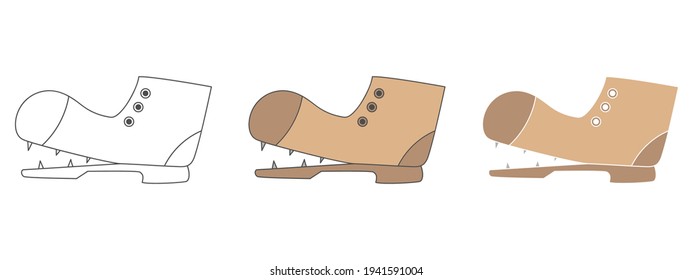 broken shoes design vector illustration. hand drawn element. black and white outline