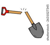 broken shovel illustration hand drawn isolated vector