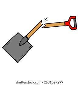 broken shovel illustration hand drawn isolated vector