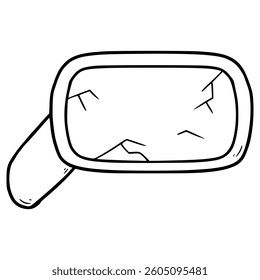 broken side rear view mirror illustration hand drawn outline vector