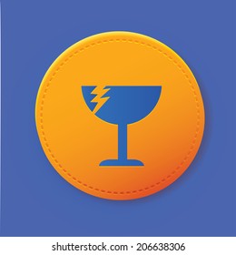 Broken sign on yellow button,vector