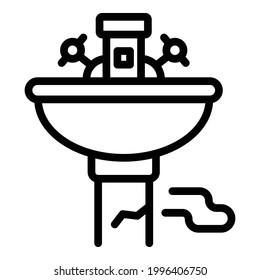 Broken sink icon. Outline Broken sink vector icon for web design isolated on white background