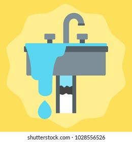 Broken sink vector illustration
