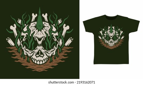 Broken skeleton leaves tshirt design concepts