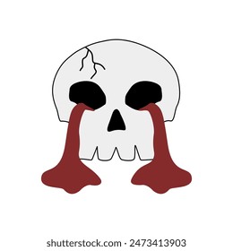 El cráneo roto lloraba sangre roja.
