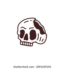 Broken skull head. illustration for t shirt, poster, logo, sticker, or apparel merchandise.