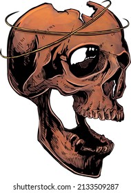 Broken Skull Head For T-Shirt Design, Apparel Design, Paper Print and Emblems and other.