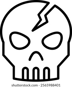 Broken skull Line Vector Icon Design