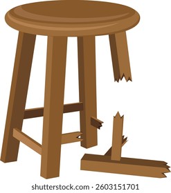 broken small wooden stool drawing.