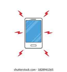 Vector de caricatura de smartphone roto. Teléfono inteligente roto con fondo blanco.