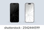 Broken Smartphone. Cracked Screens and Damaged Smart Mobile Display. 3D Realistic Services. Vector.