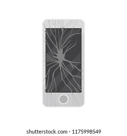 Broken smartphone, damaged electronic device vector Illustration on a white background