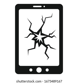 Icono de pantalla de smartphone roto. Ilustración simple del icono vectorial de pantalla de smartphones roto para diseño web aislado en fondo blanco