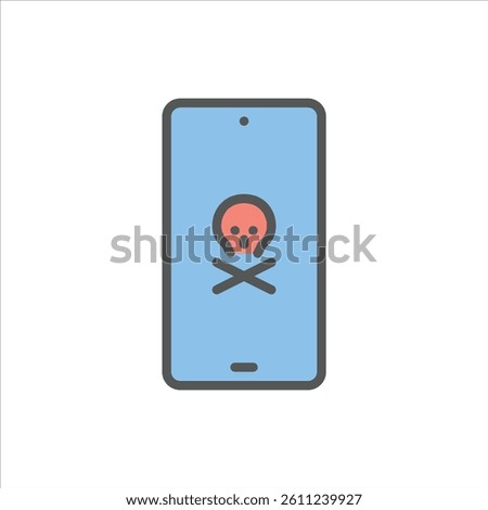 broken smartphone filled outline icon. damage smartphone color line illustration.