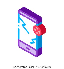 Broken Smartphone Icon Vector. Isometric Broken Smartphone sign. color isolated symbol illustration