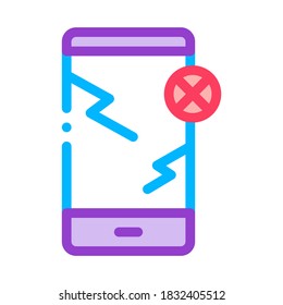 Zerbrochenes Smartphone-Symbol Vektor. Outline Broken Smartphone-Signatur. Illustration des isolierten Stumpfsymboles