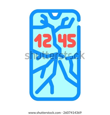 broken smartphone screen color icon vector. broken smartphone screen sign. isolated symbol illustration