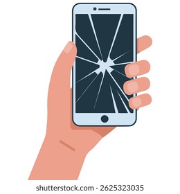 broken smartphone screen cracked glass isolated vector illustration on white background
