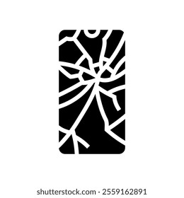 broken smartphone screen glyph icon vector. broken smartphone screen sign. isolated symbol illustration