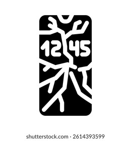 broken smartphone screen glyph icon vector. broken smartphone screen sign. isolated symbol illustration