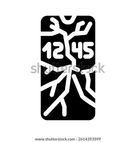broken smartphone screen glyph icon vector. broken smartphone screen sign. isolated symbol illustration