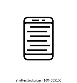 Broken smartphone screen icon in outline style on white background, Mobile phone display repair outline vector icon, Symbol, logo illustration