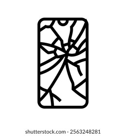 broken smartphone screen line icon vector. broken smartphone screen sign. isolated contour symbol black illustration