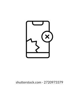 Gestörtes Smartphone-Bildschirm-Gliederungssymbol Minimalistisches Design