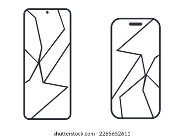 Broken smartphone screen simple vector illustration