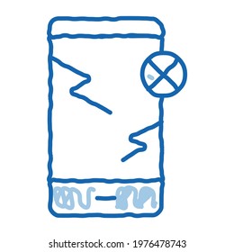 Broken Smartphone sketch icon vector. Hand drawn blue doodle line art Broken Smartphone sign. isolated symbol illustration