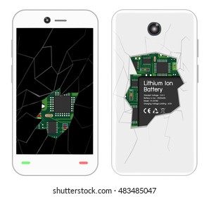 a broken smartphone vector
