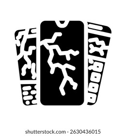 broken smartphones e waste pollution glyph icon vector. broken smartphones e waste pollution sign. isolated symbol illustration