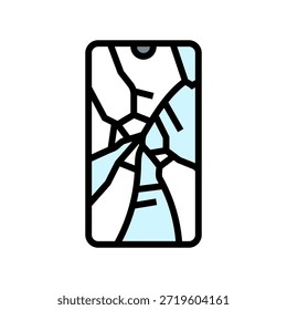 Smartphones rotos E Residuos de contaminación Icono de color Vector. Smartphones rotos E Residuos de contaminación Signo. Ilustración de símbolo aislado