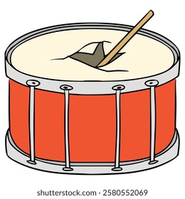 broken snare drum illustration hand drawn isolated vector