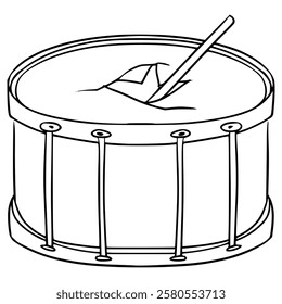 broken snare drum illustration hand drawn outline vector