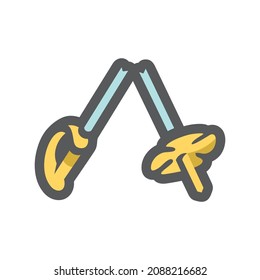 Broken Snow Skiing Pole Vector Icon Cartoon Illustration