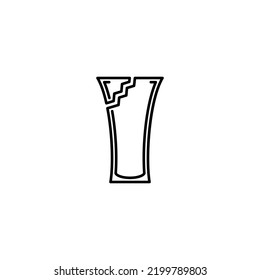 broken soft drink glass icon on white background. simple, line, silhouette and clean style. black and white. suitable for symbol, sign, icon or logo