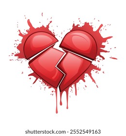 broken splatter heart vector art illustration