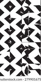 Broken squares, fragmented shapes, transparent sections, abstract art, modern background, geometric.