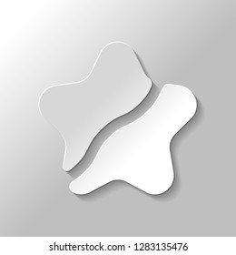 Broken star icon. Canceled rate, not favourite, unlike. Paper style with shadow on gray background