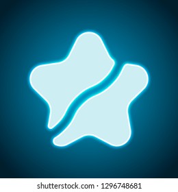 Broken star icon. Canceled rate, not favourite, unlike. Neon style. Light decoration icon. Bright electric symbol