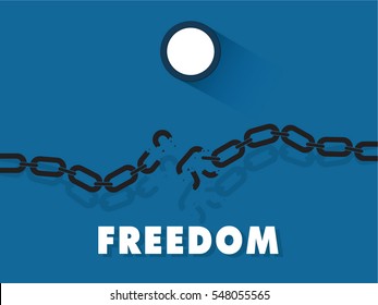 broken steel chain freedom concept