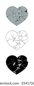 Broken Stone Heart Vector illustration