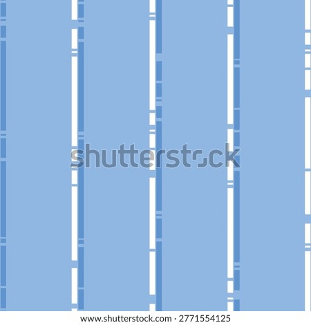 Broken Stripe Seamless Vector Pattern Two Tone Blue Vertical Lines Dashes Textile Print