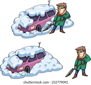 Broken, stuck car, winter